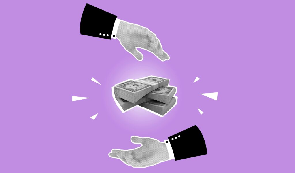 Fundos de venture capital no Brasil representados por mãos negociando investimento para startups early-stage.